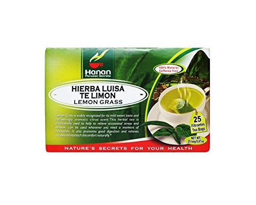 HANAN PERUVIAN SECRETS Hanan Peruvian Secrets Hierba Luisa Te Limon | 100% Natural Lemon Grass | 25 Tea Bags | Naturally Aids in Relieving Occasional Stress, Tension | Promotes Healthy Sleep and Digestion