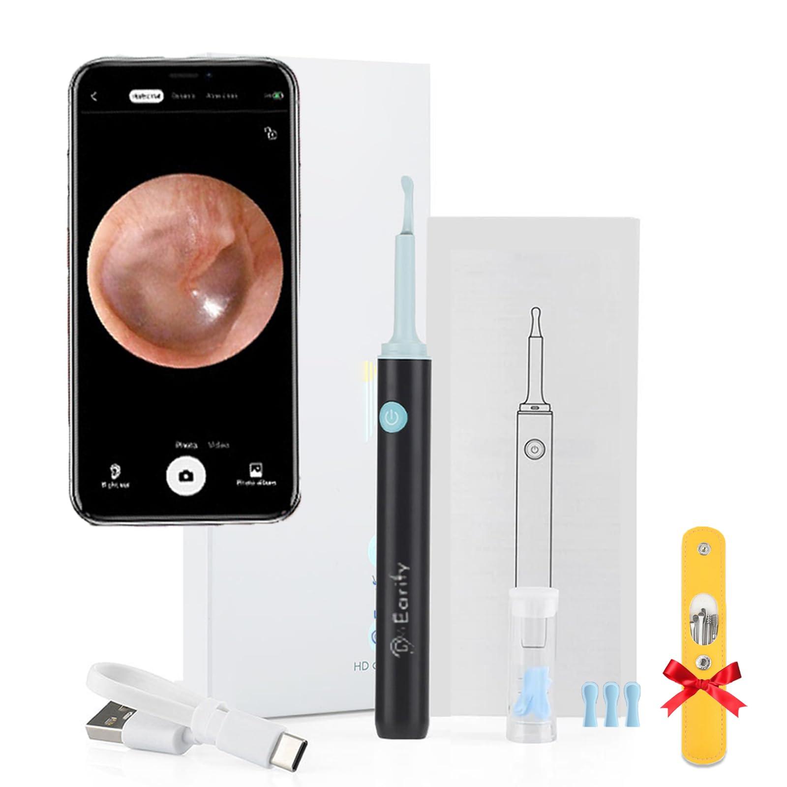 mcgotasy Earify Ear Wax Removal, Fluffora Ear Cleaner, Fluffora Pro Ear Cleaner, Astroridge Ear Cleaner, Rechargeable Ear Wax Removal Tool with Camera (Black)