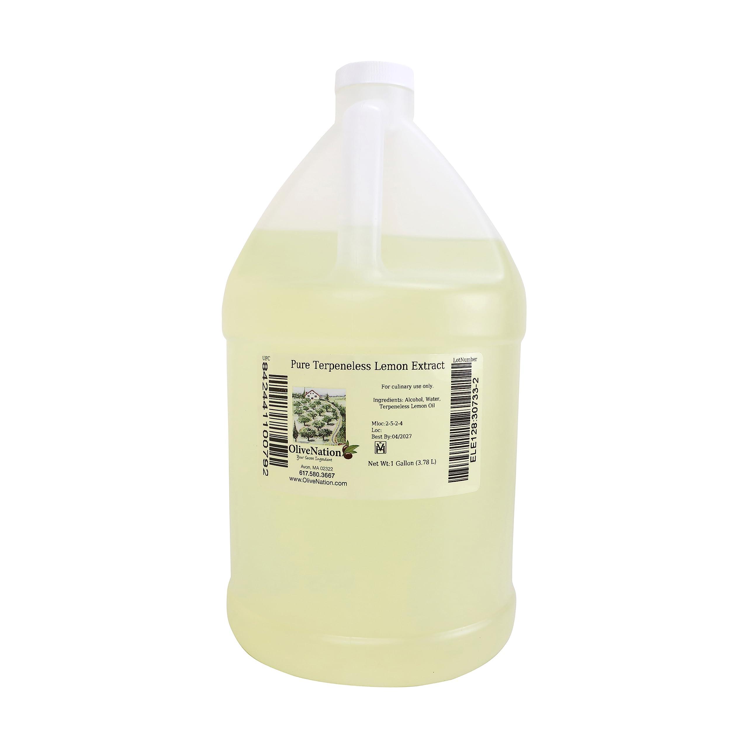 OLIVENATION Lemon Extract - Pure and Terpeneless - Tart Lemony Flavor for Cakes - Cookies - Icing - Filling - Terpeneless - PG Free - Non-GMO - Gluten Free - Kosher - Vegan - 4 ounces