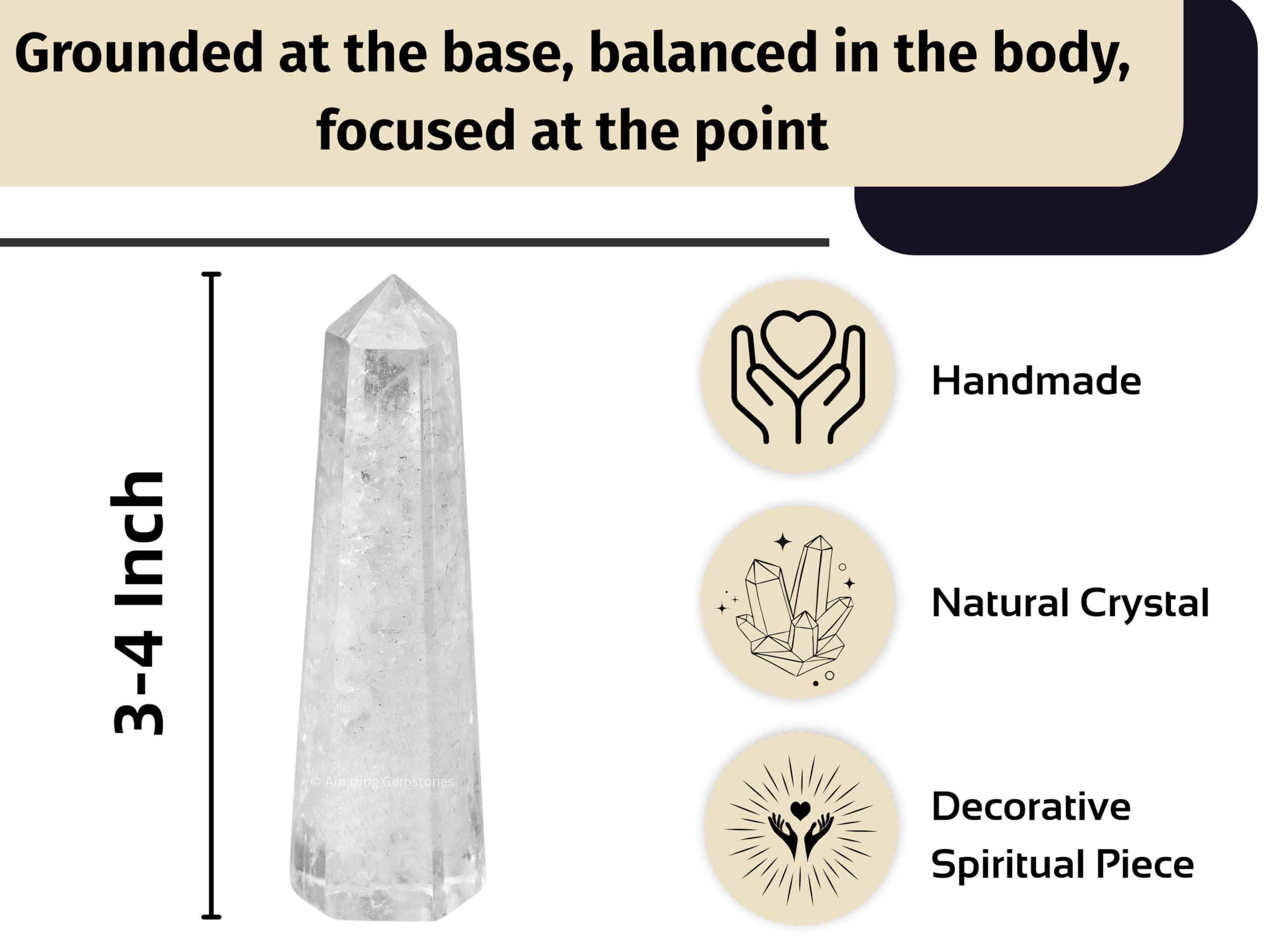 Amazing Gemstone Clear Quartz Crystal Towers ~ Natural Healing Crystal Point Obelisk for Reiki Healing and Crystal Grid (3\" to 4\" INCH)