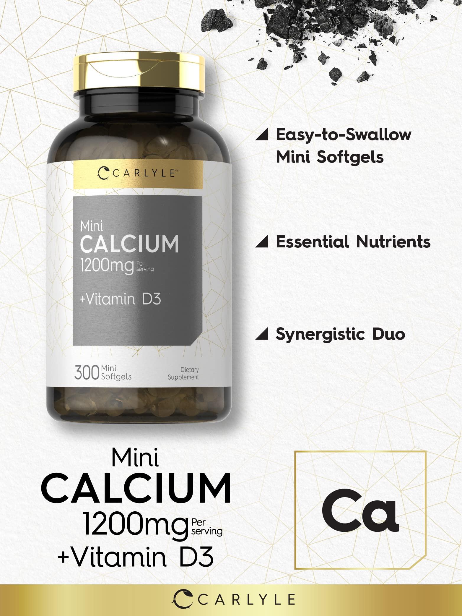 Carlyle Carlyle Calcium 1200 mg with Vitamin D3 | 300 Mini Softgels | Non-GMO and Gluten Free Supplement