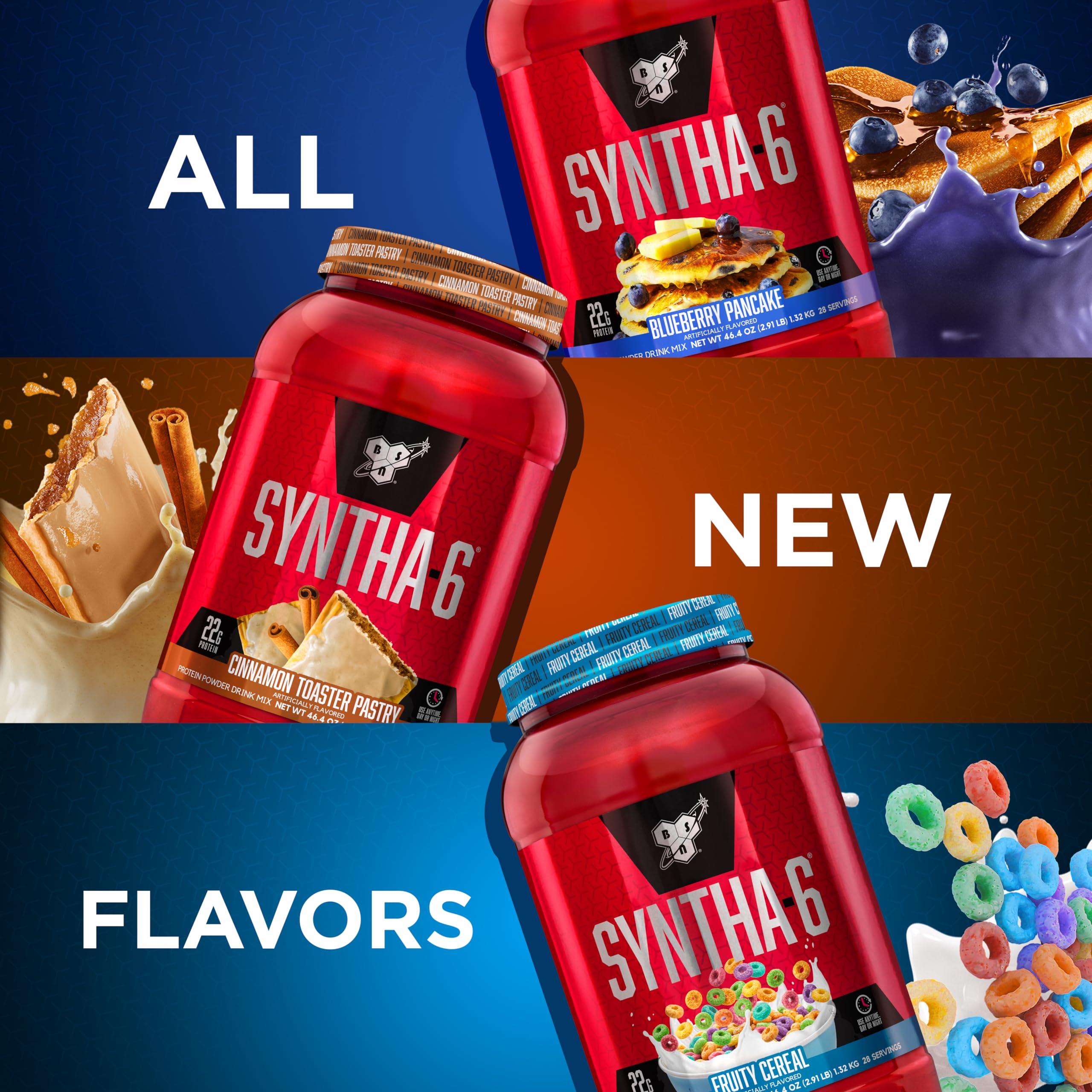 BSN BSN SYNTHA-6 Whey Protein Powder, Milk Isolate Protein Powder with Micellar Casein, Blueberry Pancake, 28 Servings (Packaging May Vary)