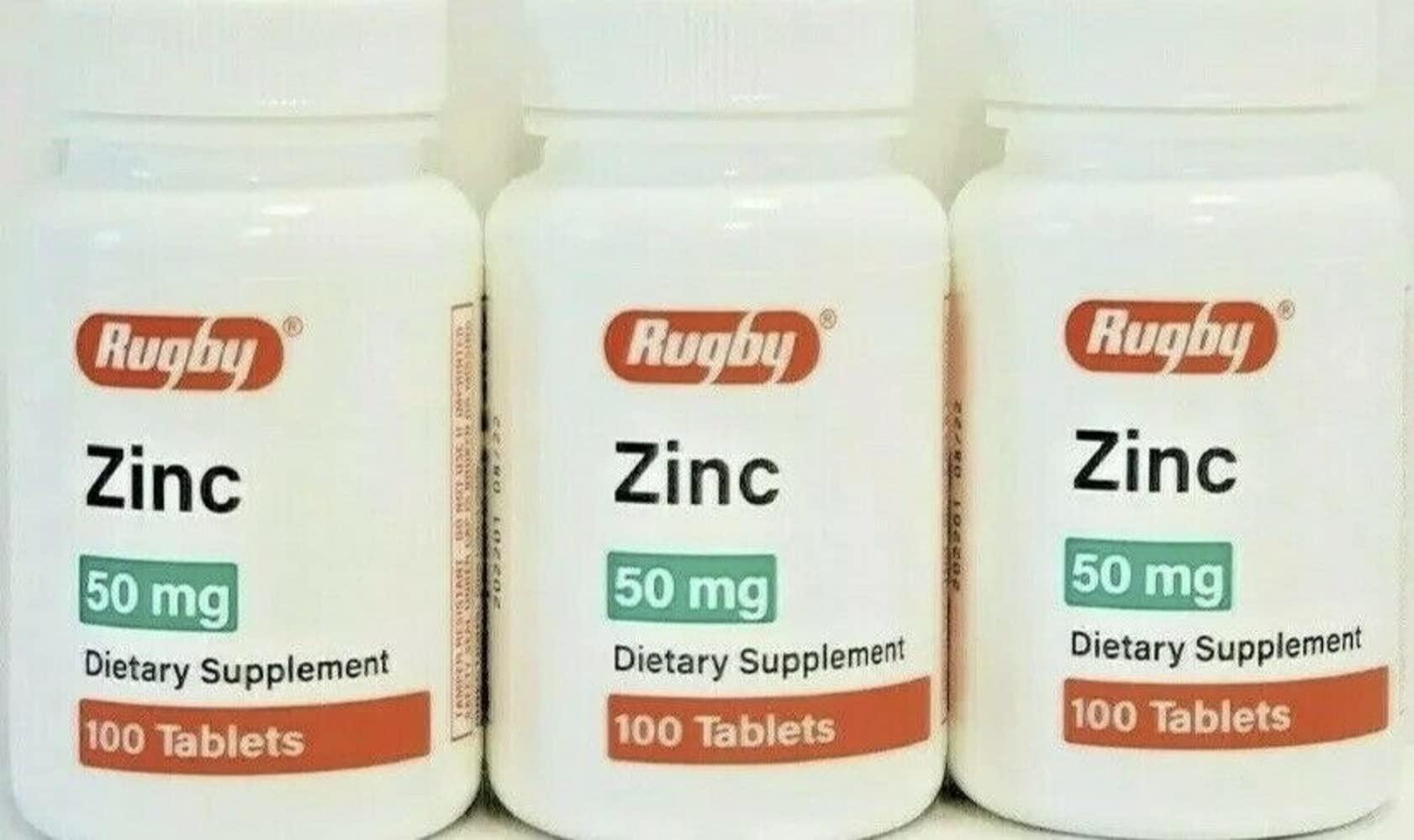 Rugby Laboratories Rugby Zinc Gluconate 50 mg, 100 Tablets - 3 Pack