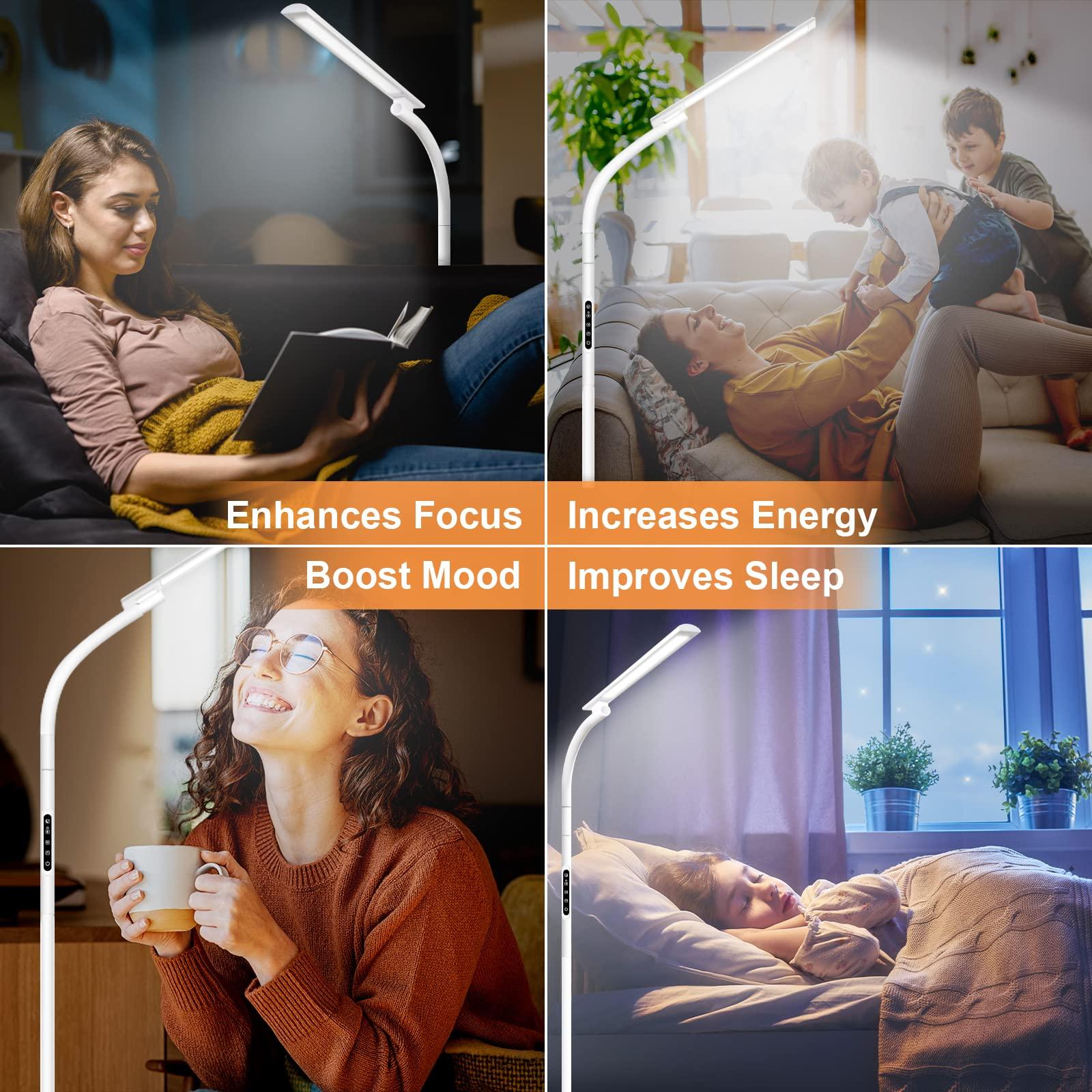 Sunlamlux Light Therapy Lamp,10000 Lux Happy Therapy Light, Floor Sun Therapy Lamp with Remote & Touch Control & Adjustable Gooseneck for Reading/Office/Home