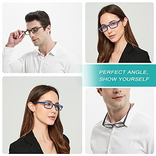 EYEURL EYEURL 2 Pack Reading Glasses for Women Men Neck Hanging Blue Light Blocking Glasses With Spring Hinges Eyeglasses Anti Glare UV Computer Readers Glasses,0.0