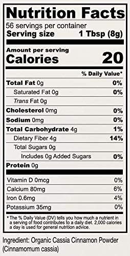 Anthony's Anthony's Organic Cassia Cinnamon Powder, 1 lb, Ground, Gluten Free, Non GMO, Non Irradiated, Keto Friendly