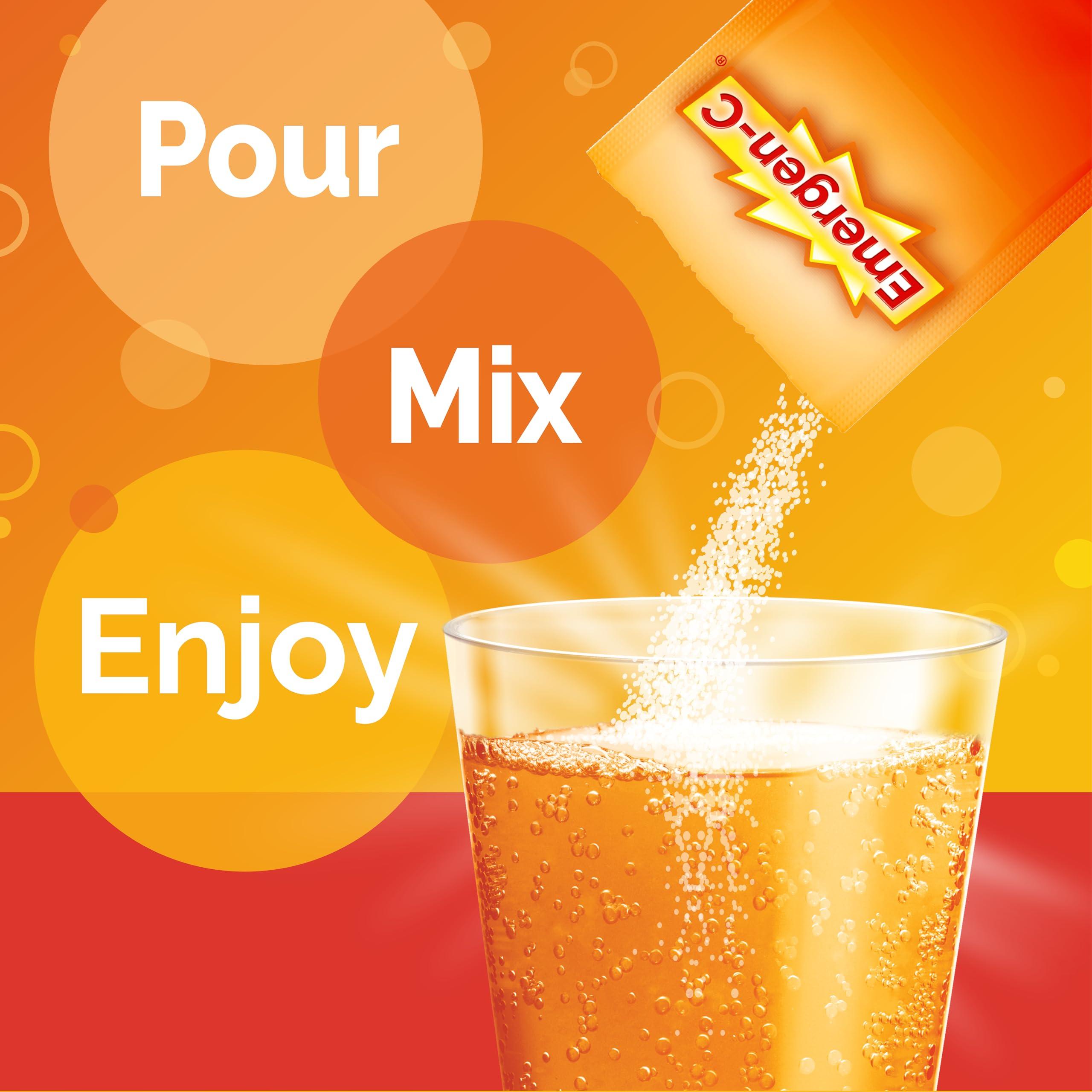 Emergen-C Emergen-C 1000mg Vitamin C Powder for Daily Immune Support Caffeine Free Vitamin C Supplements with Zinc and Manganese, B Vitamins and Electrolytes, Super Orange Flavor -60 Count(Pack of 1)