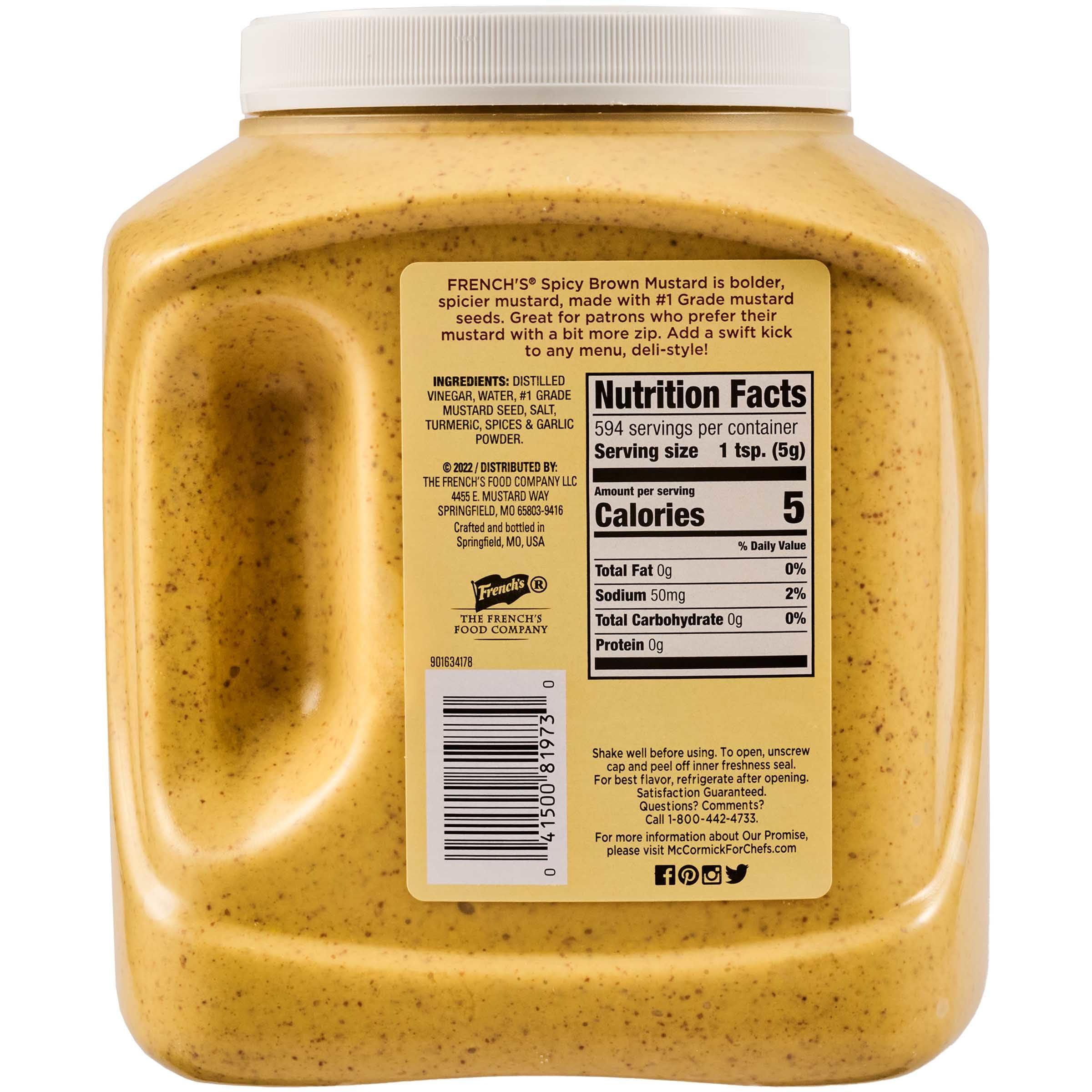 French's French\'s Spicy Brown Mustard, 105 oz - One 105 Ounce Bulk Container of Hot Brown Mustard, Perfect for Professional Use or for Refillable Containers at Home