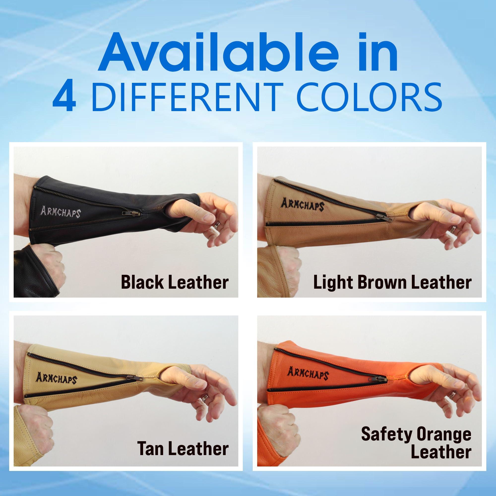 Arm Chaps Arm Chaps Leather Protective Sleeves Arm Guard - Prevent Cuts, Scratches & Bruises - Genuine Cowhide - Ideal for Gardening & Construction - Left & Right Form-Fitting. Brown (1 Pair/Small).