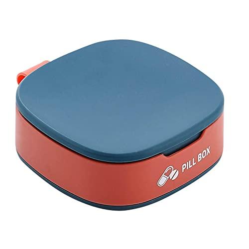 Meeybeey Small Pill Box, 4 Compartment Travel Pill Organizer Moisture-Proof Small Pill Box Pocket Wallet Daily Pill Box Portable Medicine Vitamin Holder Container (Blue)
