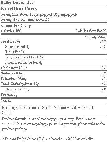 ConAgra Act II Microwave The Classic Butter Lovers Popcorn, 2.75 Ounce -- 36 per case.