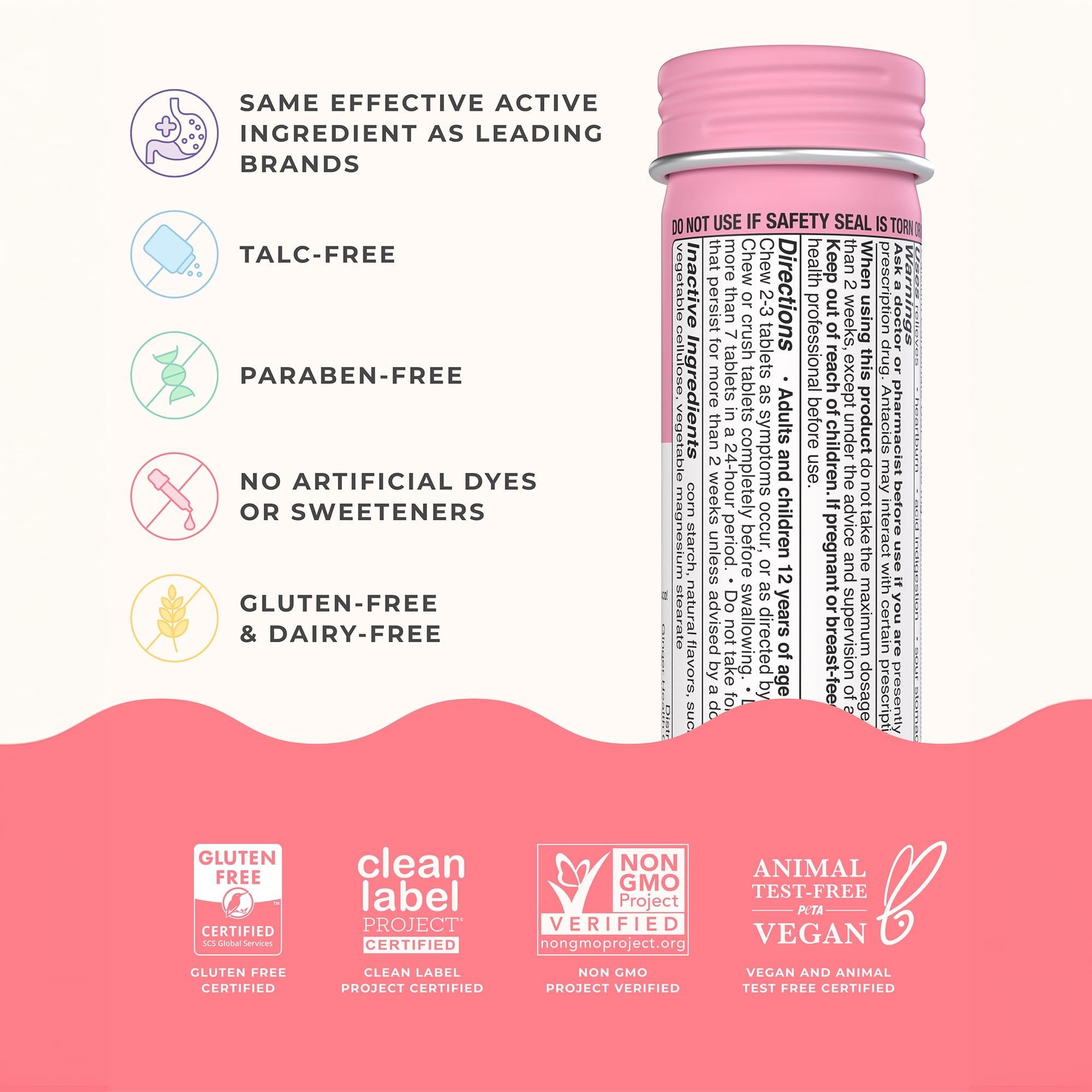 Wonderbelly Wonderbelly Antacid, Effective Heartburn & Instant Acid Indigestion Relief, Travel Size Extra Strength Chewable Tablets, 1000 mg Calcium Carbonate, Strawberry Milkshake, 12 Count (Pack of 2)