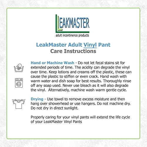 LeakMaster LeakMaster Adult Pull-On Vinyl Plastic Pants - Soft, Quiet and Form Fitting Incontinence Waterproof Diaper Covers for Adults - White, X-Small Fits 26-30 Inch Waist