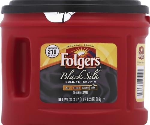 Folgers Folgers Black Silk Coffee, Dark Roast, 24.2 Ounces Per Canister