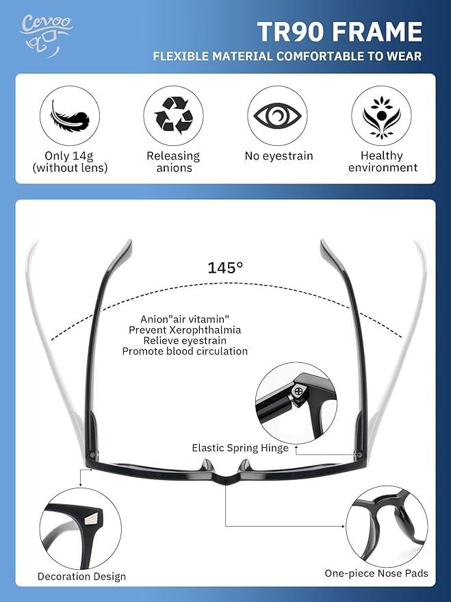 CCVOO CCVOO Reading Glasses for Women/Men, Eyeglasses, Blue Light Readers for Women/Men, Computer Eye Glasses, Cheaters