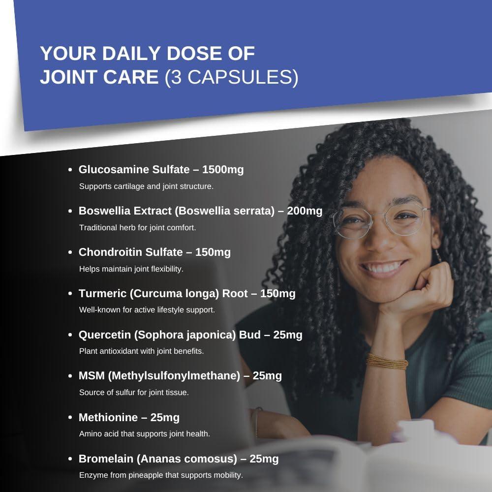 Intelligent Labs Intelligent Labs Glucosamine and Chondroitin High Strength Complex with MSM | 180 Capsules | Immune System Support | with Turmeric, Boswellia, and Quercetin Joint Care Supplements