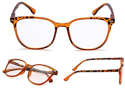 LUR READING GLASSES 4 pack Large Square Comfortable Stylish Readers for Women Reading (Brown, 1.25)