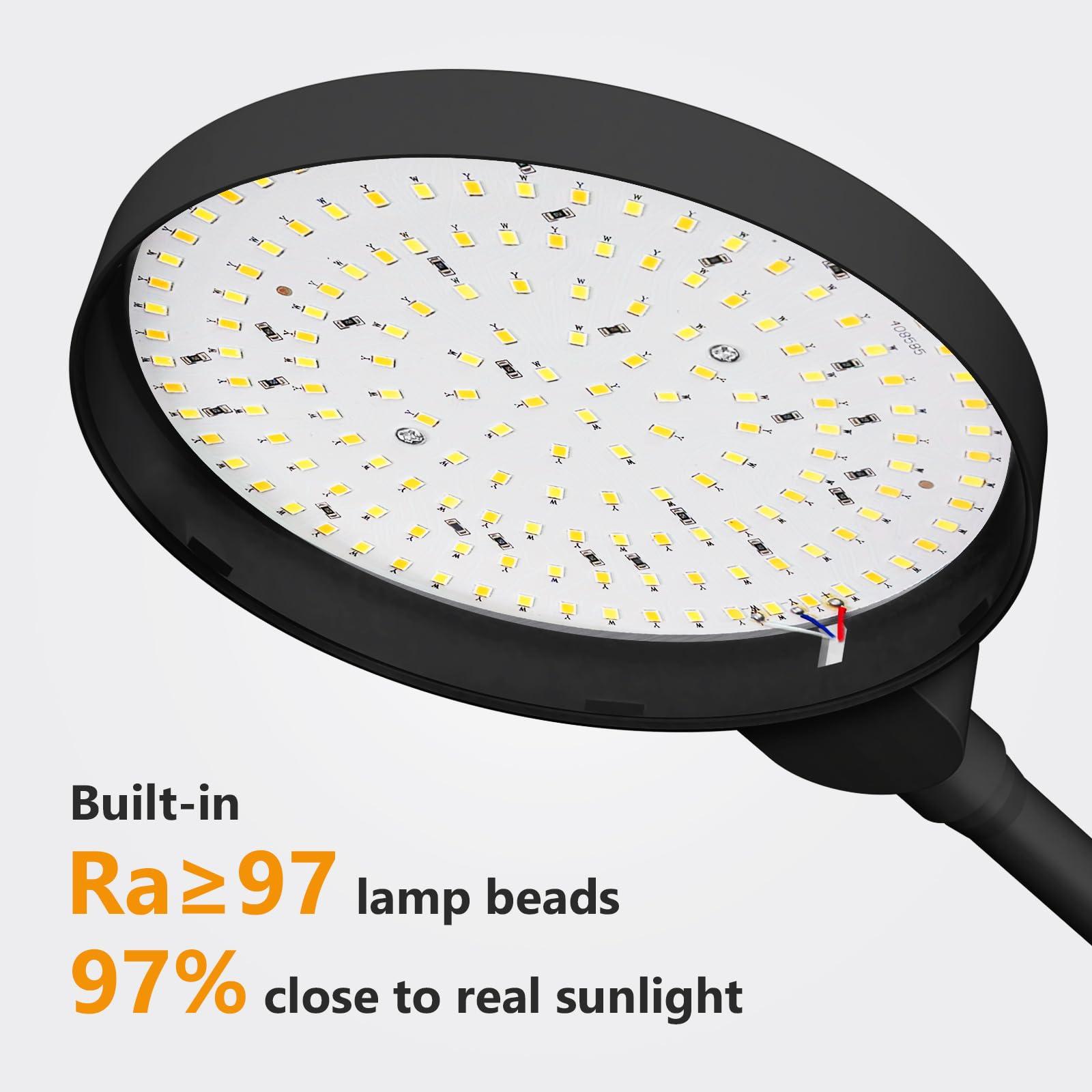 Aulaidik Light Therapy Lamp, 3 in 1 Happy Therapy Floor Lighting, 11000 Lux Full Spectrum Therapy Lamps, UV-Free LED Sunlight, 10 Brightness/5 Color/Gooseneck/Height Adjustable With Remote Timer Control, Black