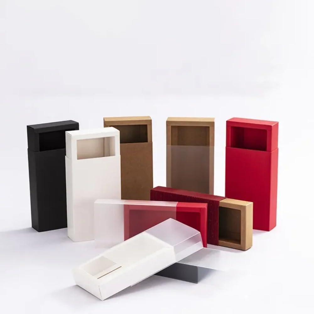 Awcmtpsyol 10Packs Rectangle Kraft Paper Box with PVC Window For Wedding ,Birthday Party,Jewelry, Candy Cookies Clear Boxes Decorative Gift Packaging (Kraft paper box + clear pvc,Inner Size:20*10*6cm Outer