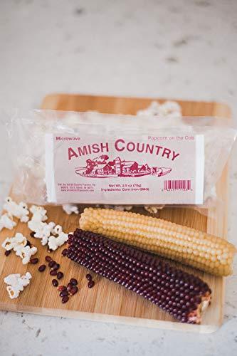 Amish Country Popcorn Amish Country Popcorn | Old Fashioned Microwave Popcorn | Non-GMO, Gluten Free, Microwaveable and Kosher (White & Red Corn on the Cob, 2 Pack)