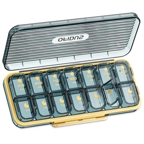 OFIDUS OFIDUS 14 Cells 2 Times a Day Weekly Pill Organizer - Moistureproof AM/PM Daily Cute Pill Box, Removable Separate Cell 14 Days Pill Case Suitable for Women Men Travel Jewelry & Everyday(Blue)