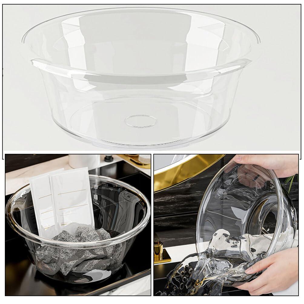 HOLIDYOYO HOLIDYOYO Plastic Wash Tub, Clear Dishpan Basin and Foot Bath for Soaking Feet, Laundry Hand Wash Bucket, Dish Pans for Washing Storage Cleaning Supplies