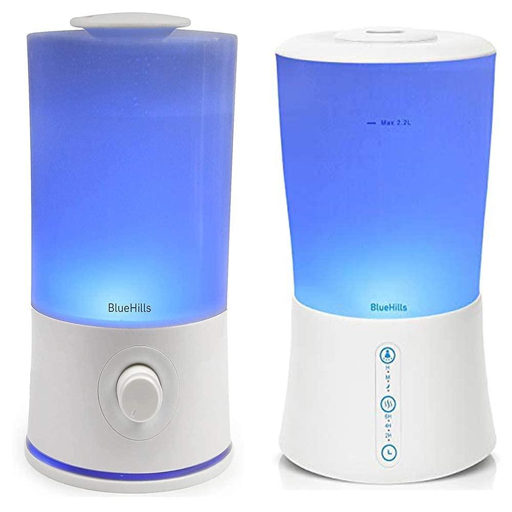 BlueHills BlueHills Premium 2000 Ml Set of 2 Large Essential Oils Diffusers for Large Rooms Big Capacity Models Adjustable Cool Mist Great Gift – Value Pack of 2 White