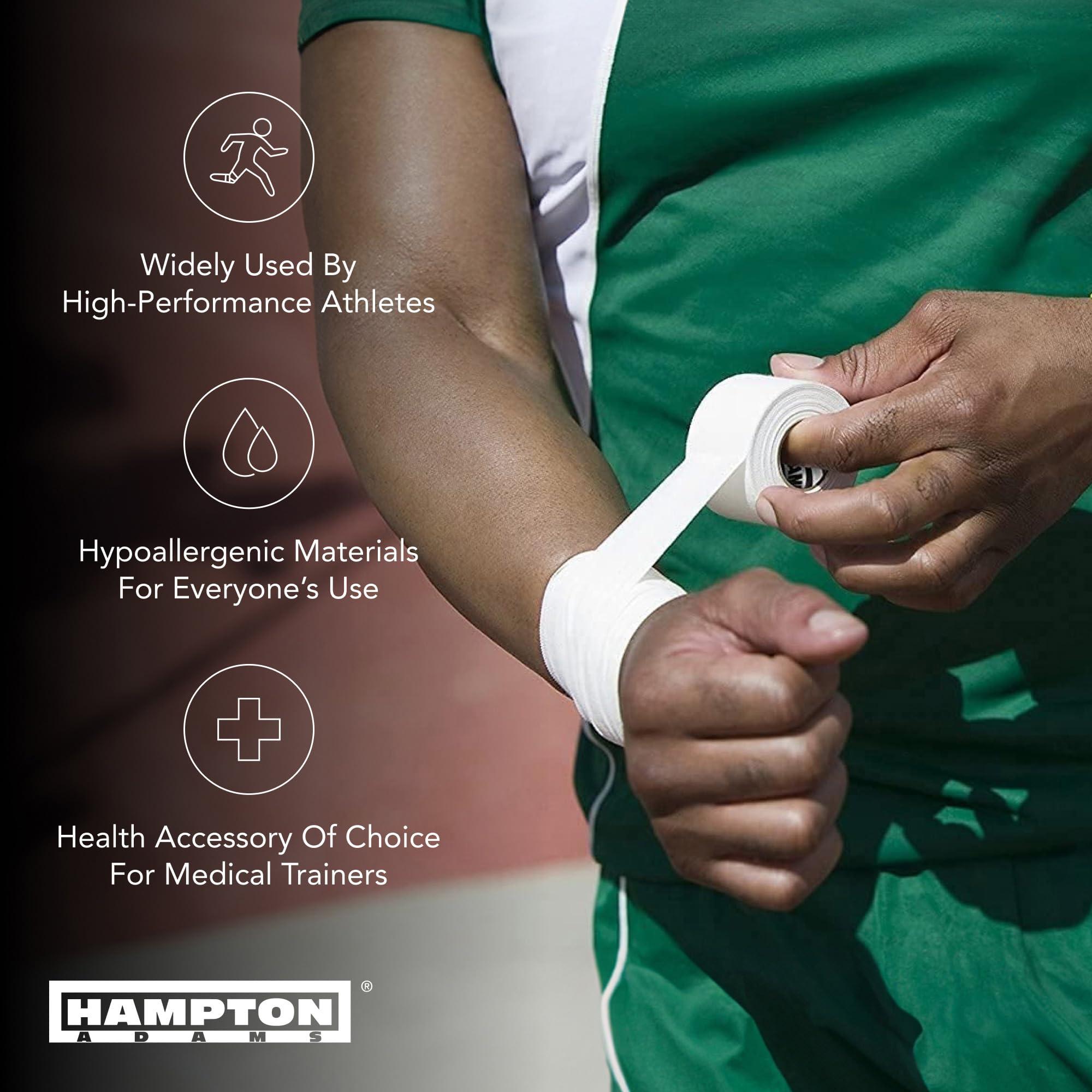 Hampton Adams Hampton Adams | As Seen on Shark Tank | Original Sports Medical Athletic Tape (8-Pack) | 45ft Rolls | No Sticky Residue Easy Tear | for Athletes Trainers First Aid Injury Wrap | Ankles Wrist (White)