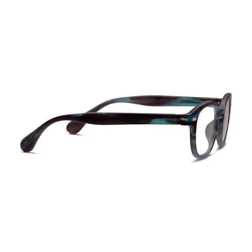 Peepers by PeeperSpecs Peepers by PeeperSpecs Men\'s Headliner Round Reading Glasses, Teal Horn, 1.75