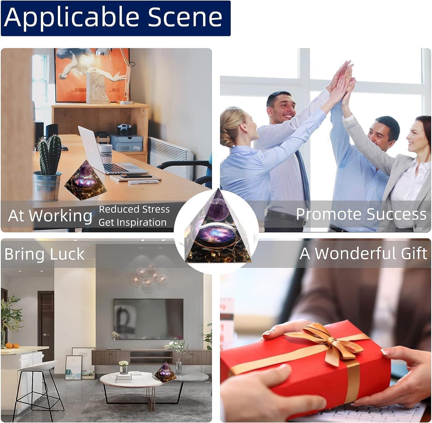 EternalOrgone EternalOrgone Orgone Pyramid Orgonite Healing Crystals Pyramid for Positive Energy with Obsidian Stones and Amethyst Crystal That Promotes Wealth, Prosperity and attracts Success (Black-2)