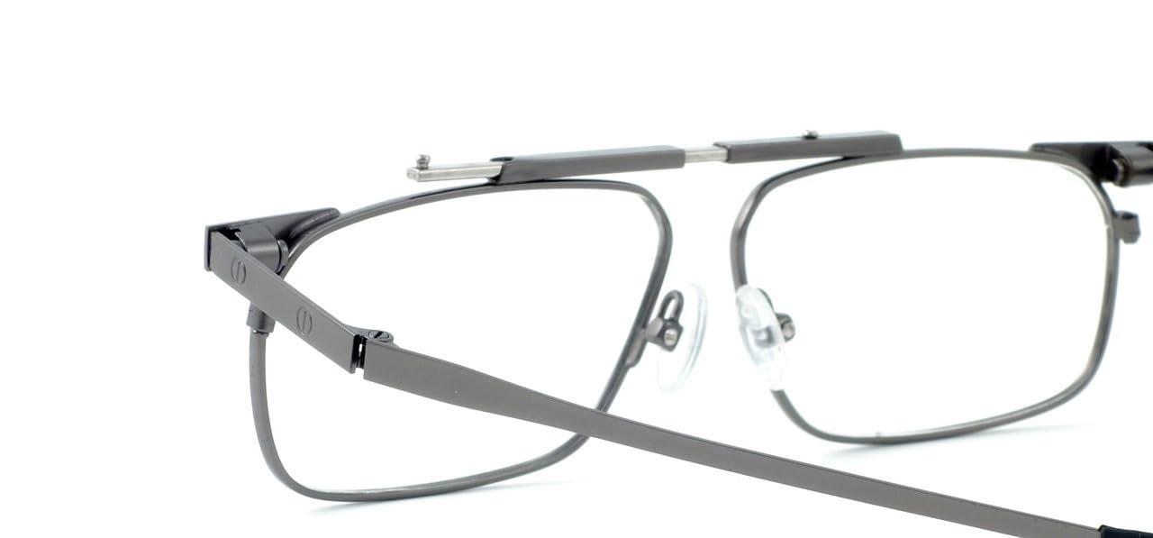 Calabria Calabria FAST-FOLD Metal Folding Reading Glasses +1.50 Pewter Men Women Foldable Pocket Readers Travel Thin Compact w/Case