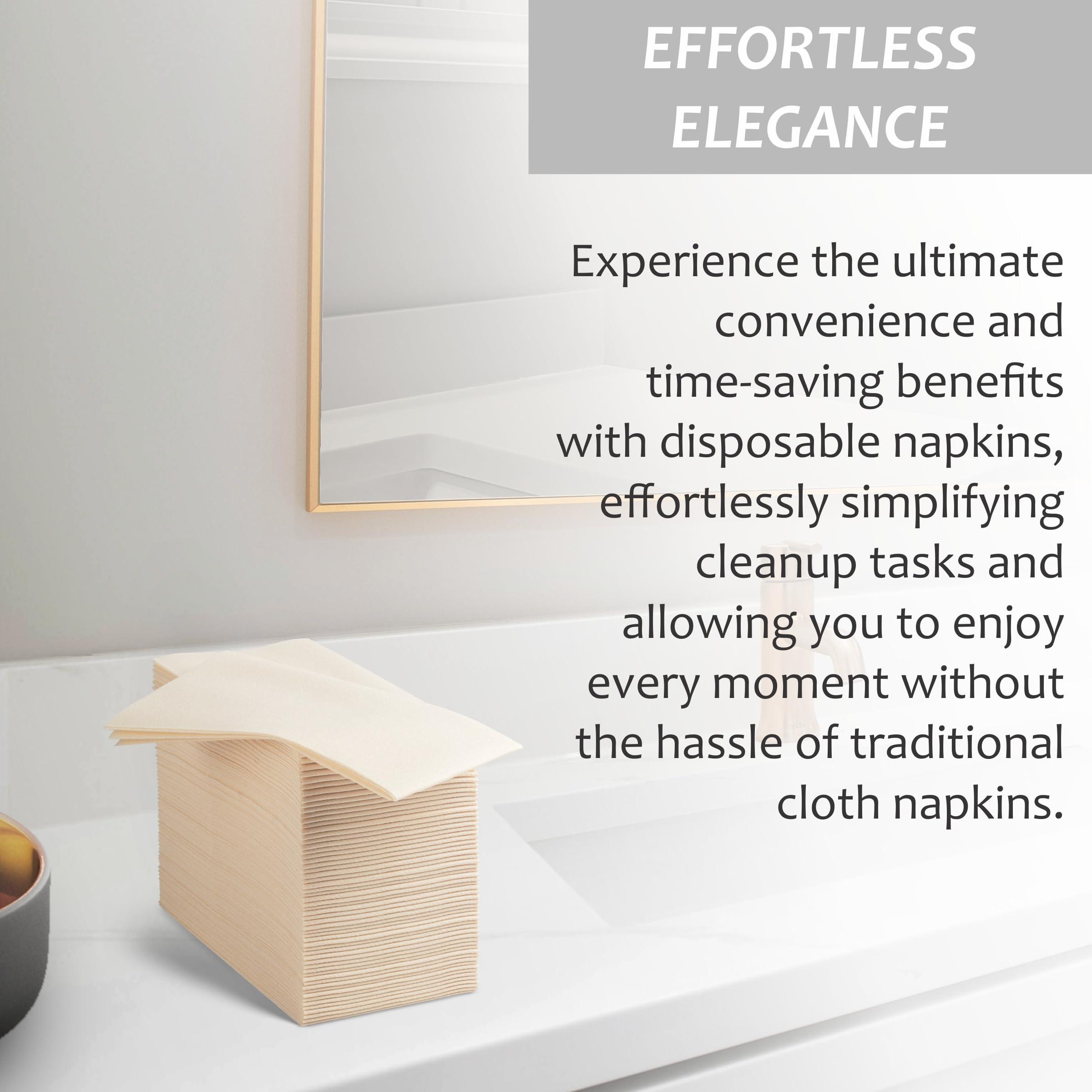 Servietto 50-Pack Disposable Linen-Feel Caramel Napkins, 12\" x 17\" Cloth-Like Paper Dinner Napkins For Wedding, Bathroom, Party Or Event