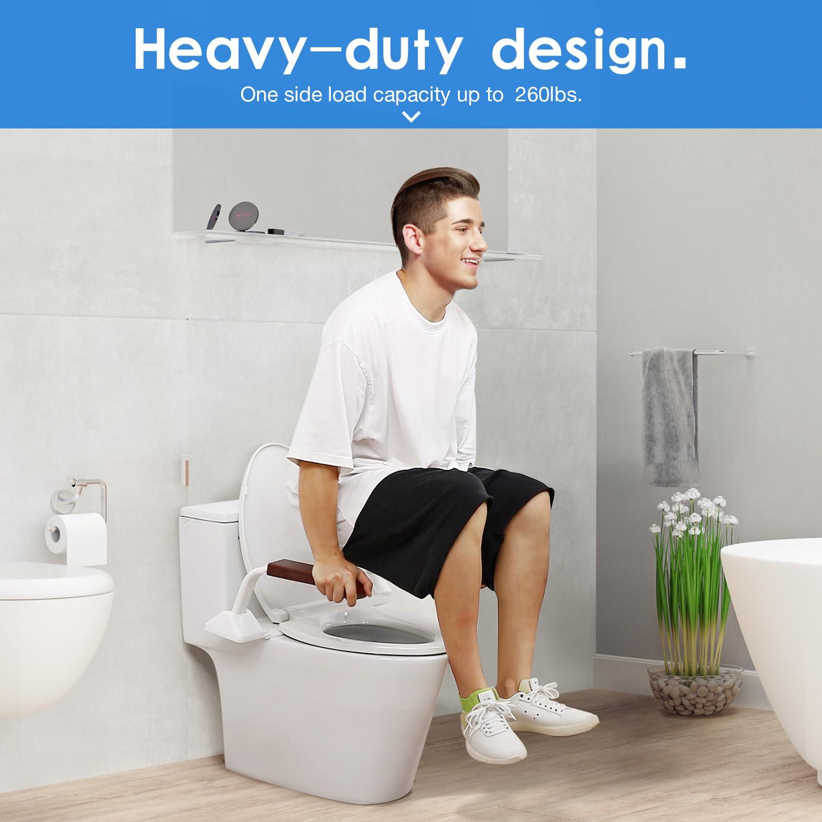 HWAEYEM Toilet Safety Rails for Seniors520lbs), Adjustable Toilet Handle for The Elderly and Disabled, Handicap Toilet Safety Frame Grab Bars, Toilet Support Rails