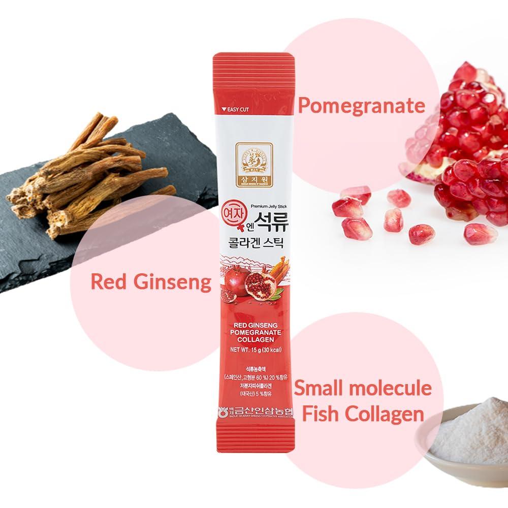 Baekje Korean Beauty Baekje Geumsan Women's Pomegranate Collagen Jelly Stick 5.1oz / 30 Count (5 Pack)