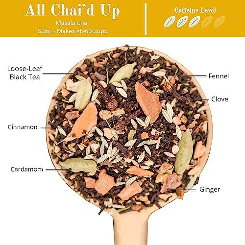 The Chai Box The Chai Box - All Chai\'d Up - Premium Traditional Masala Chai Tea - Featured in Oprah\'s Favorite Things - Loose Leaf Black Tea w/ginger, clove, cinnamon, cardamom, and fennel - 6oz