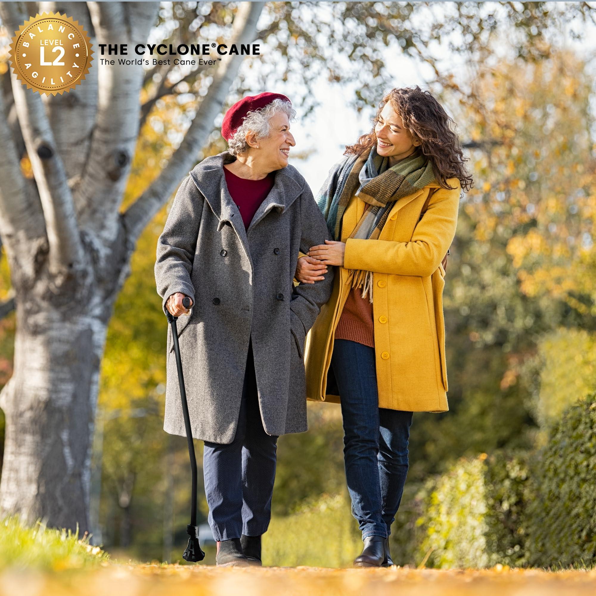 DynamoMe Dynamo Cyclone Cane Maximum Grip for Every Step. Designed for All-Day Comfort. Built to Keep You Steady and Safe. Stability You can Trust, Anywhere You go. (Black)