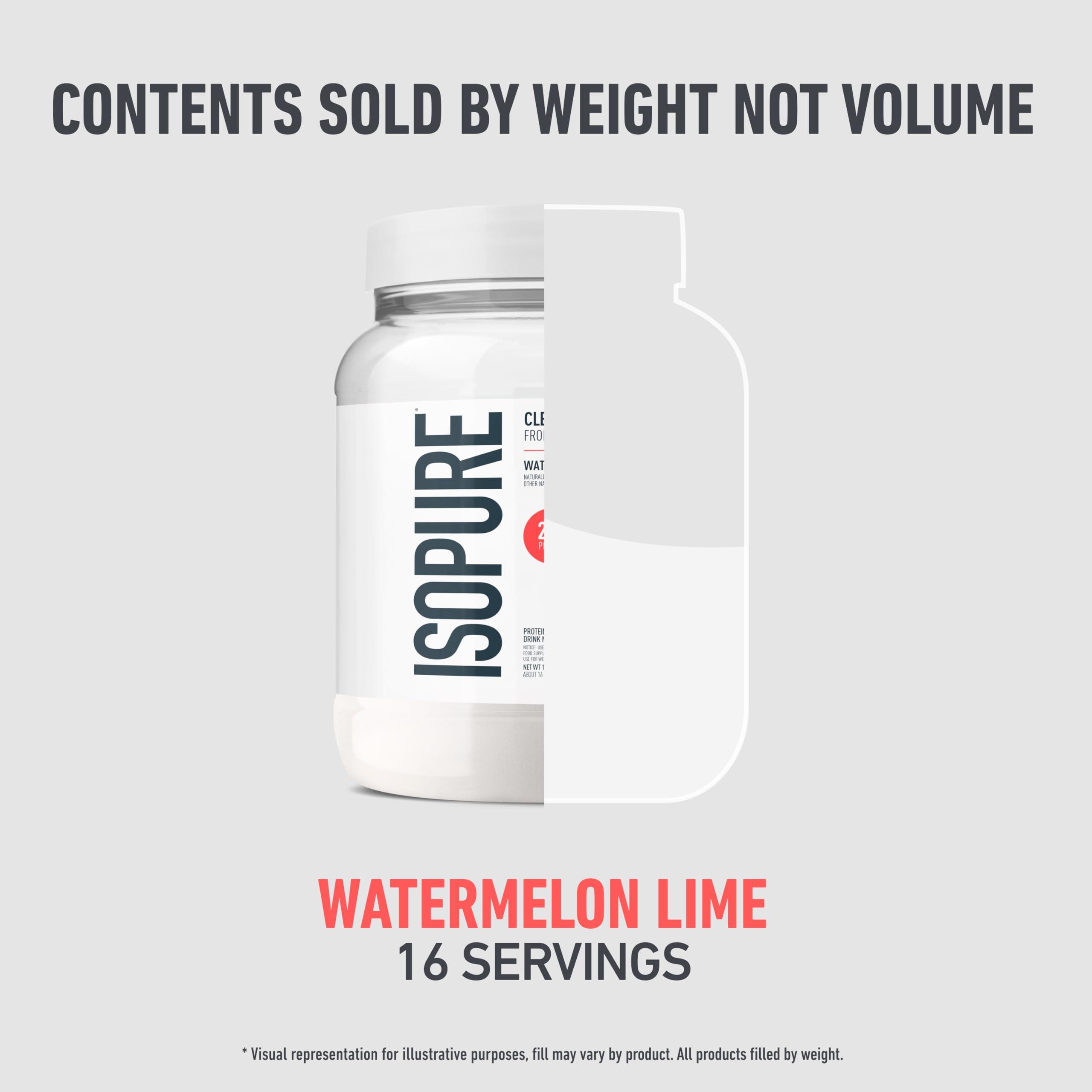 Isopure Isopure Clear Whey Isolate Protein Powder Infusions, Lactose Free, Gluten Free, Naturally Flavored, Watermelon Lime, 20g Protein Per Serving, 14.1 Oz, 16 Servings