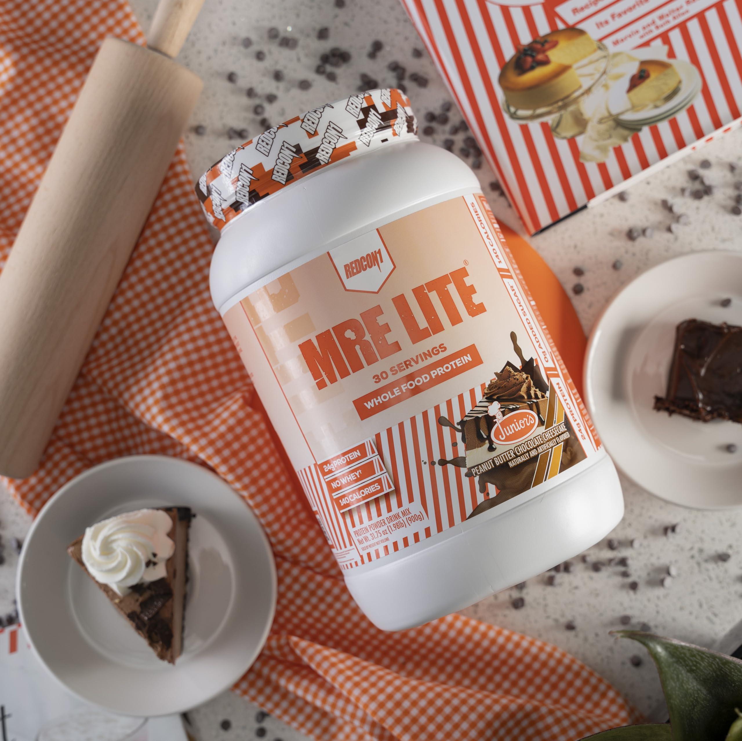 REDCON1 REDCON1 MRE Lite Whole Food Protein Powder, Juniors, Peanut Butter Chocolate Cheesecake - Low Carb, Whey Free Meal Replacement with Animal Protein Blends & MCT Oils - Easy to Digest (30 Servings)