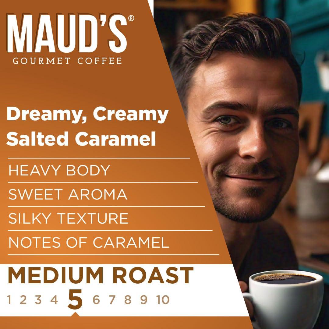 MAUD'S Maud\'s Salted Caramel Coffee Pods, 100 ct | Dreamy Creamy Caramel Flavor | 100% Arabica Medium Roast Coffee | Solar Energy Produced Recyclable Pods Compatible with Keurig K Cups Maker