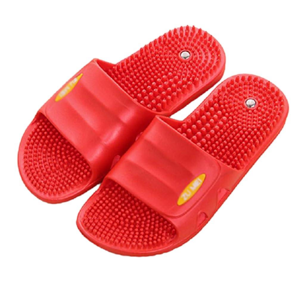 YCZHD YCZHD Massage Slippers for Men and Women,Magnetic Therapy Massage Shoes,Foot Reflex Zones Acupressure Massage,Reflexology Foot Massage Sandals (Size:EU 41,Color:Bright red)