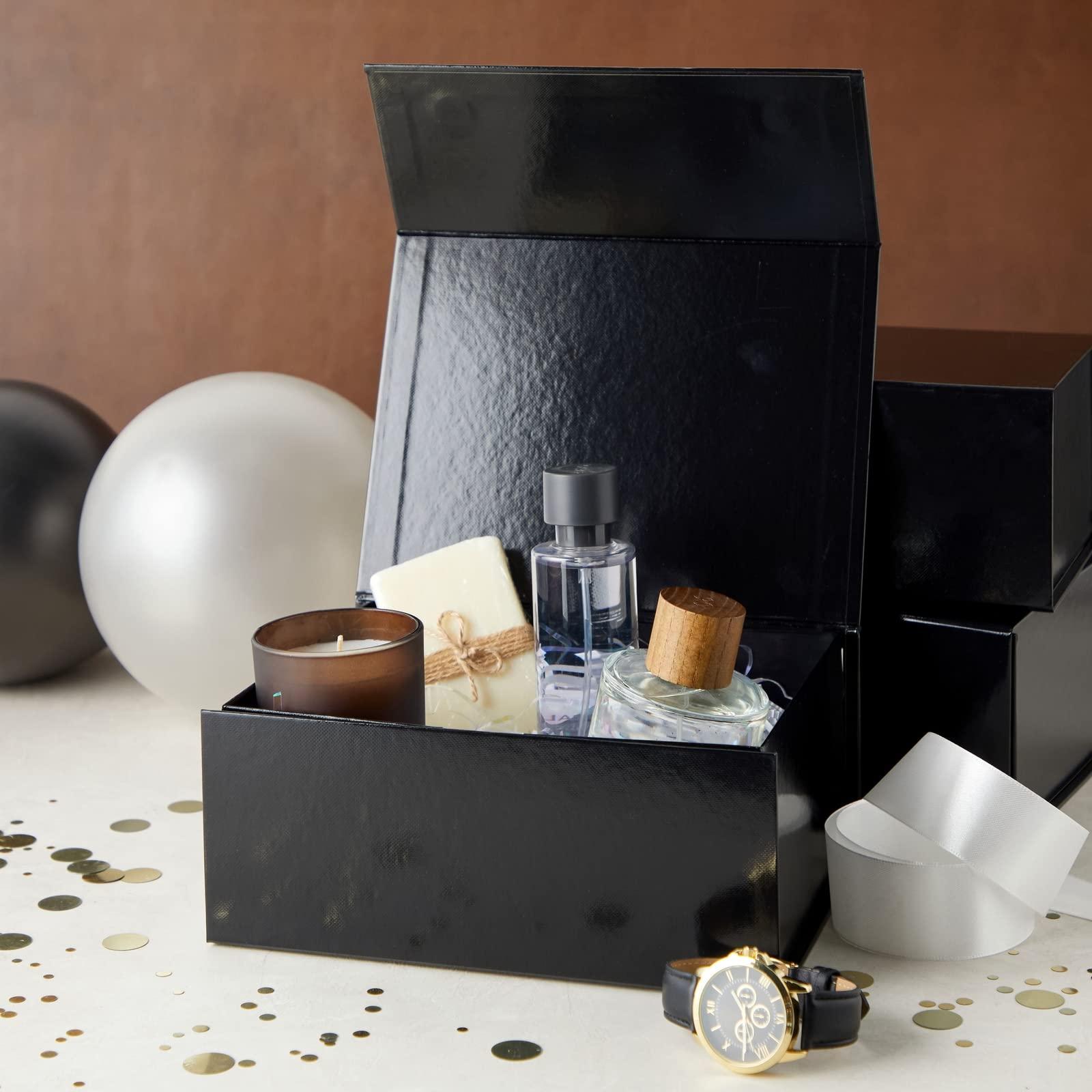 Stockroom Plus Stockroom Plus Magnetic Gift Boxes with Lids for Birthday, Wedding, Groomsman and Bridesmaid Proposal Box (9.5 x 7 x 4 Inches) (Gloss Black) - 6 Pack