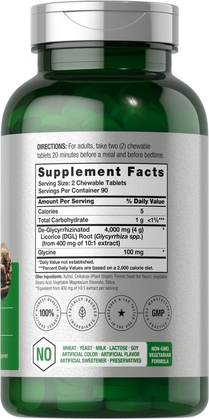 Horbäach Horbaach DGL Licorice Chewable Tablets | 4000mg | 180 Count | Vegetarian and Non-GMO | Deglycyrrhizinated Licorice Root Extract