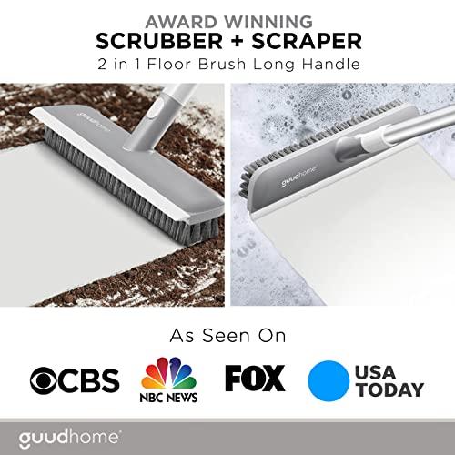 Guudhome GUUDHOME Floor Brush Scrubber with Long Handle 55.3 - 2 in 1 Scrub N Scrape - Strong Extendable Stiff Floor Brush Shower Tub Tile Wall - Deck Brush for Heavy Duty Cleaning Brush Never Falls Off