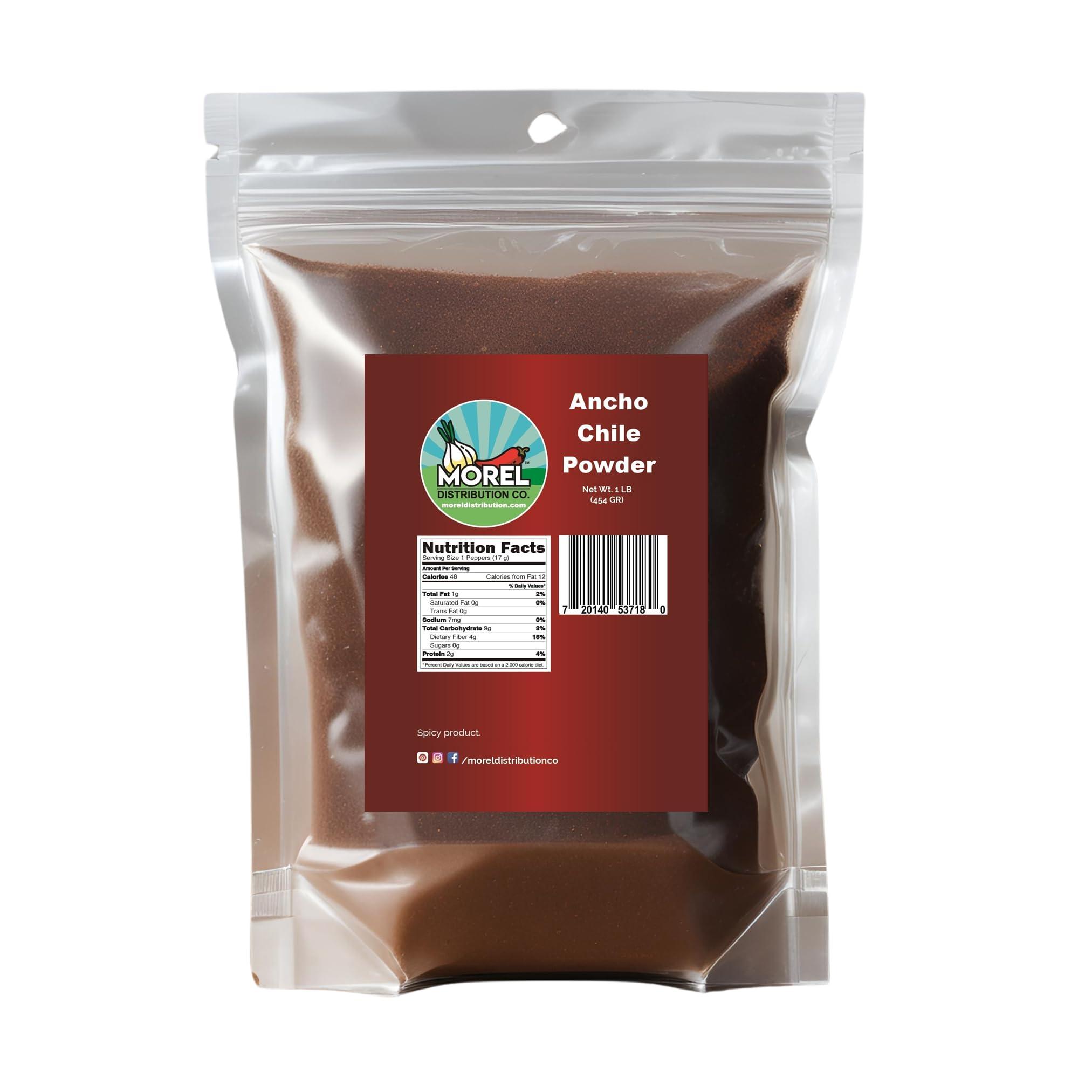 Morel Distribution Company Ancho Chile Powder, Ancho Chili Ground 4 oz and 1 lb. (1 LB)