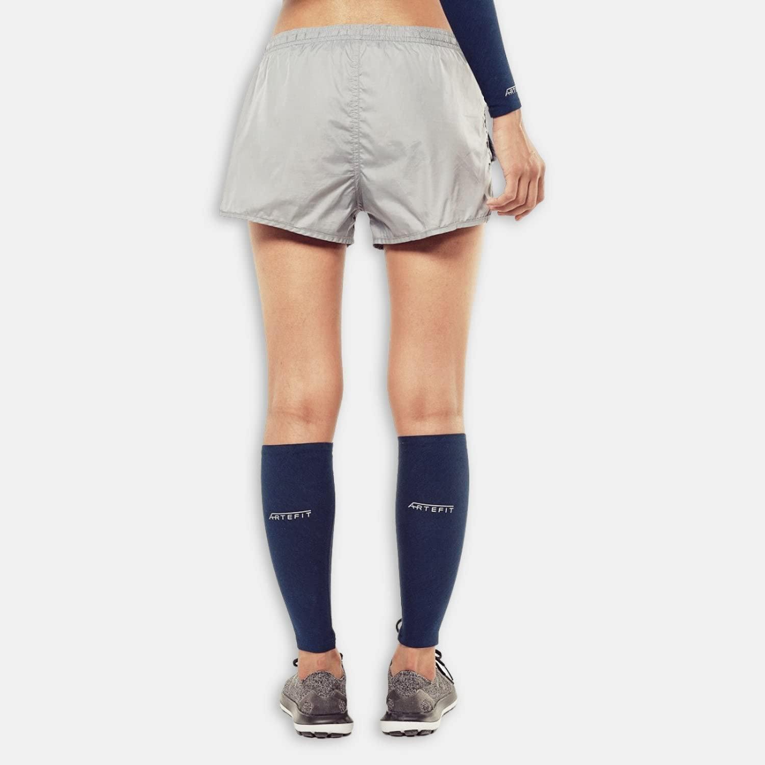 Artefit Calf Compression Sleeves for Men & Woman - Footless Socks Support Running & Sports - Leg Sleeve Brace for Shin & Calves - Indigo M