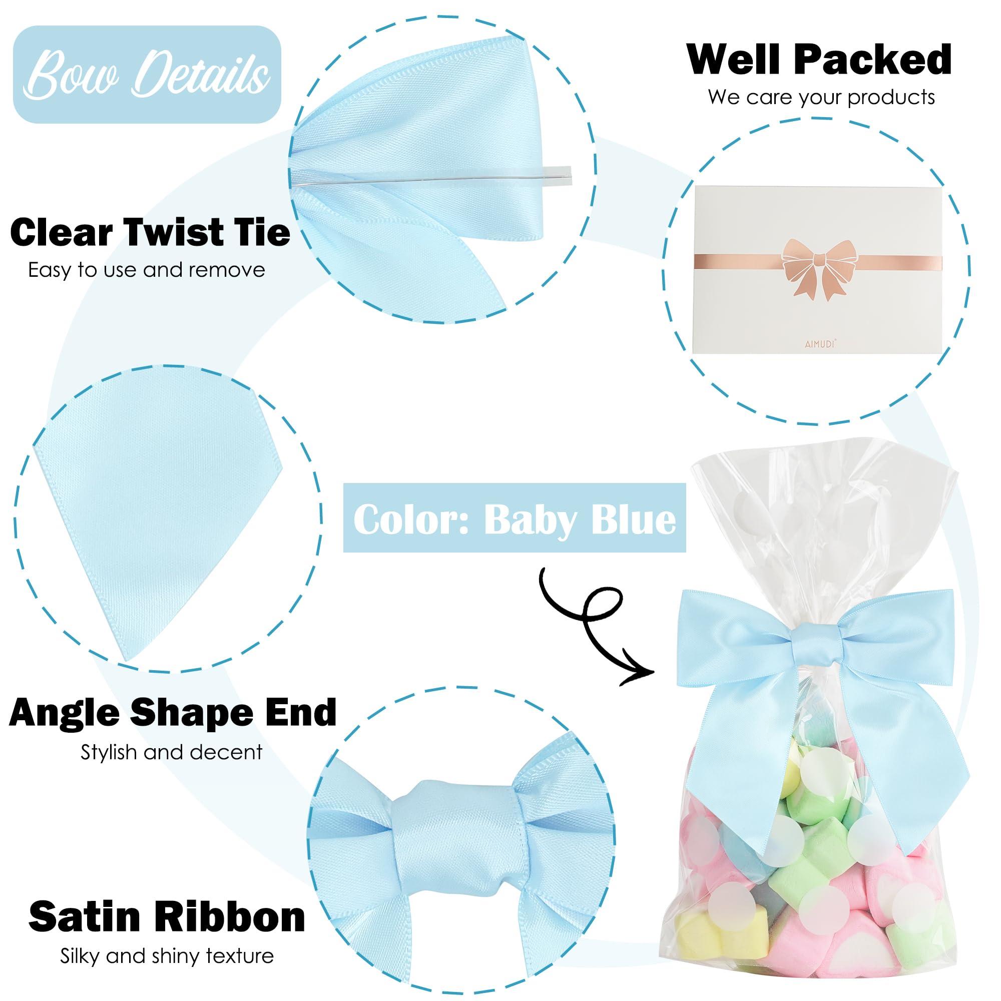AIMUDI AIMUDI Blue Bows for Baby Shower 4.5\" Pre-Tied Baby Blue Bows with Twist Ties Light Blue Ribbon Bows for Crafts Premade Bows for Gift Wrap Christmas Tree Wedding Decor Gender Reveal Party - 36 PCs