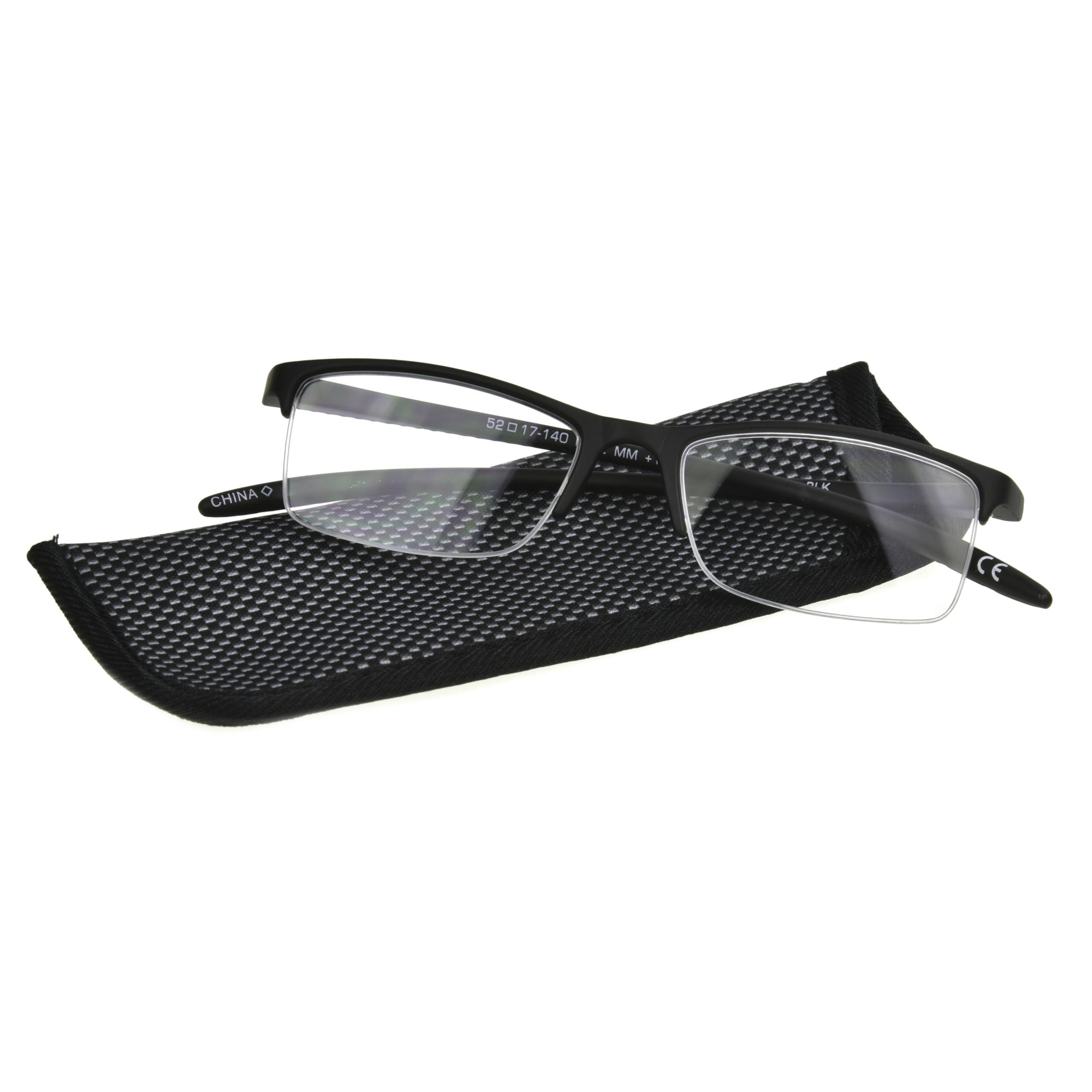 Foster Grant Foster Grant Men's Paolo Square Reading Glasses, Black/Transparent, 59 mm + 2