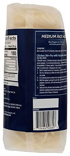 Blue Dragon Blue Dragon Medium Rice Noodles, 10.58 Oz (Pack of 4), Two Ingredients, Gluten Free, Vegan