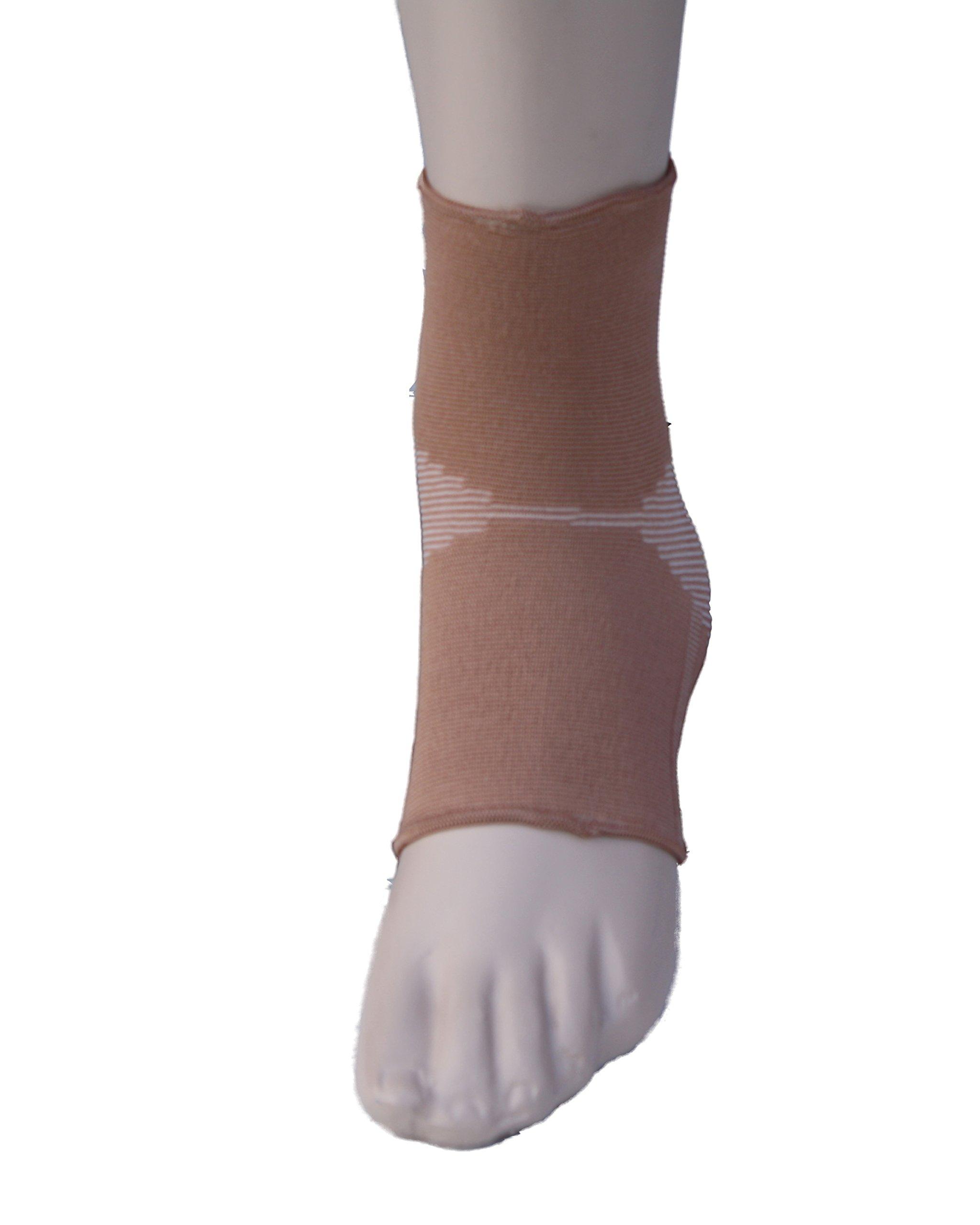 ALPHA MEDICAL Alpha Medical Elastic Compression Support Ankle Foot Arch Brace with 4-Way Stretch - Enhanced Stability and Comfort for Active Support (Large Beige)