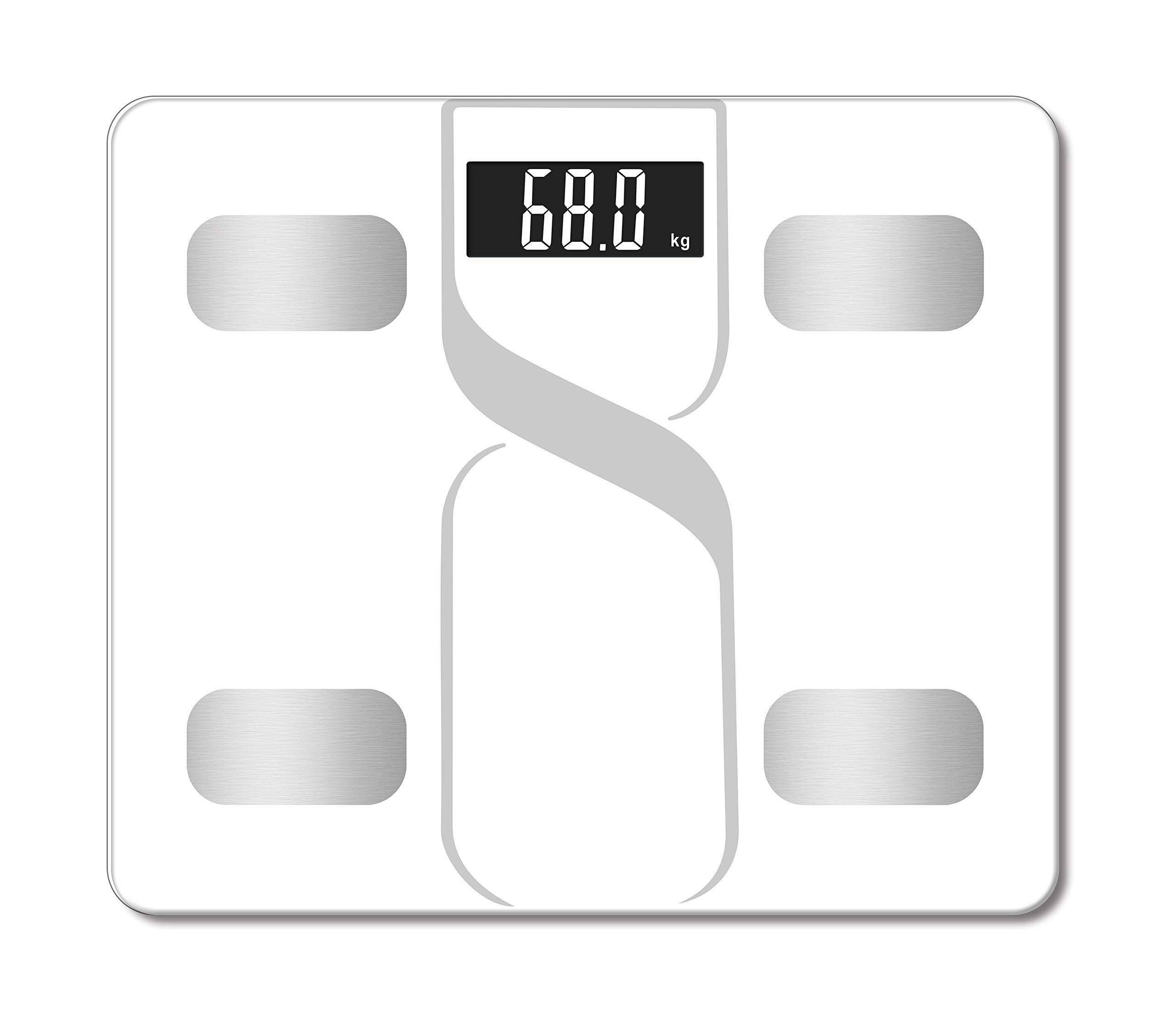 True Integral True Integral Bluetooth Body Fat Smart Scale with Smartphone APP, BMI Digital Scale, Bathroom Wireless Weight Scale, 8MM Tempered Glass 440 Lbs Digital Weight Scale in Ultra White